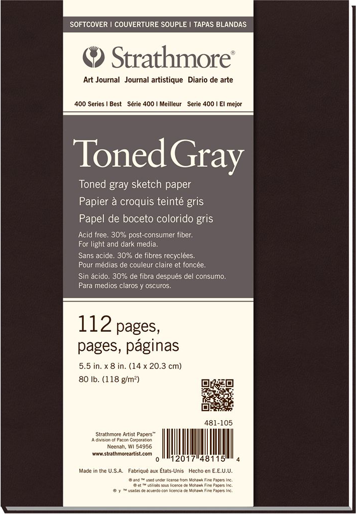 ART JOURNAL SOFT COVER TONED GRAY 5.5X8