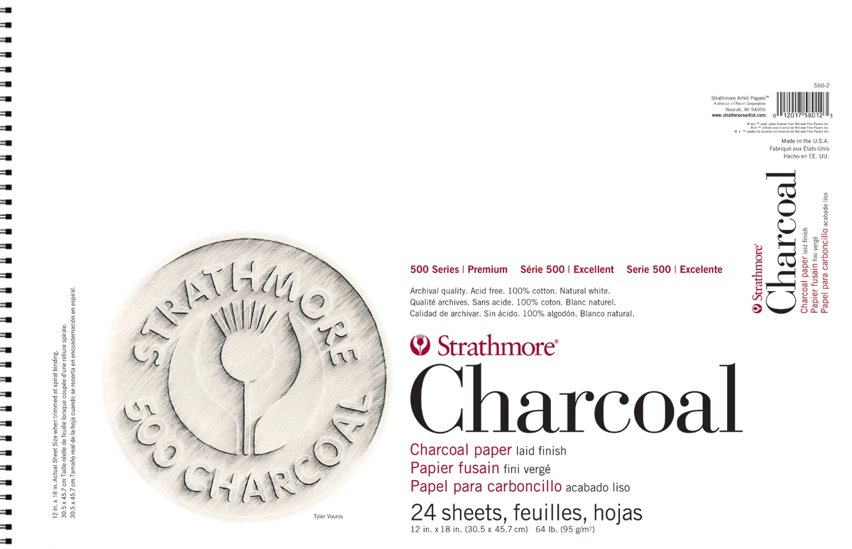 CHARCL 64# 12X18 SB WHT 24SH