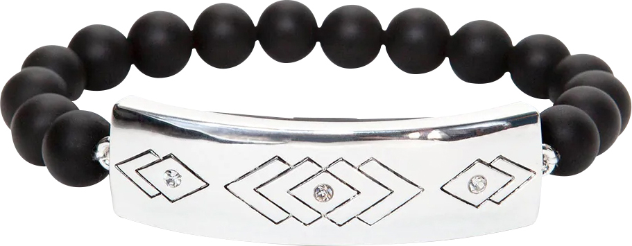 FLARE BLACK BEAD SAFETY BRACELET SILVER