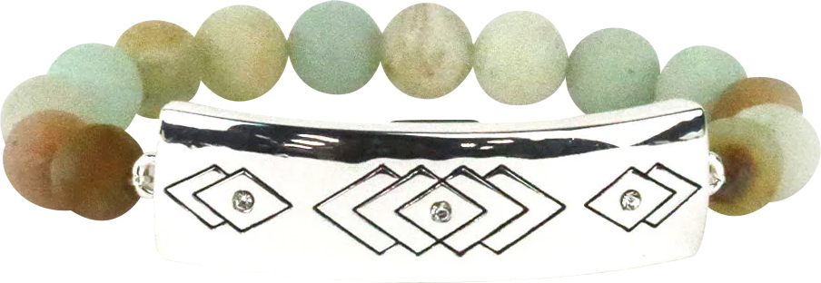FLARE AMAZONITE BEAD SAFETY BRACELET SILVER