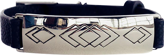 FLARE BLACK LEATHER SAFETY BRACELET SILVER