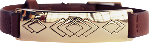 FLARE BROWN LEATHER SAFETY BRACELET GOLD