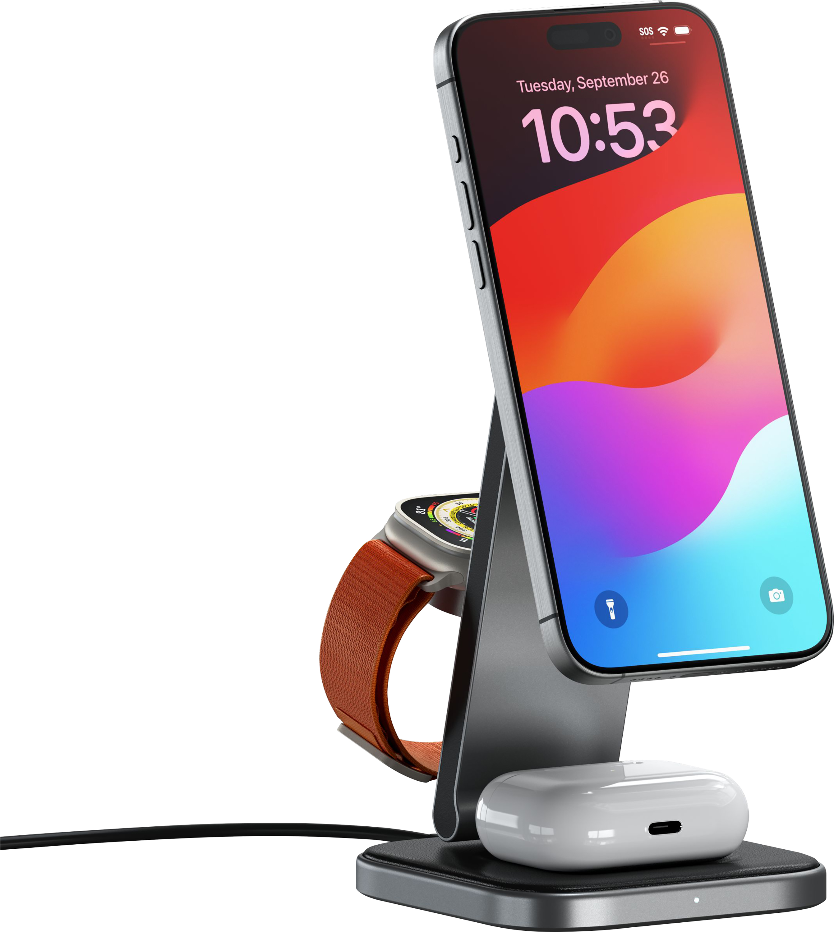 Satechi 3-in-1 Foldable Qi2 Wireless Charging Stand, Space Grey - ONLINE ONLY