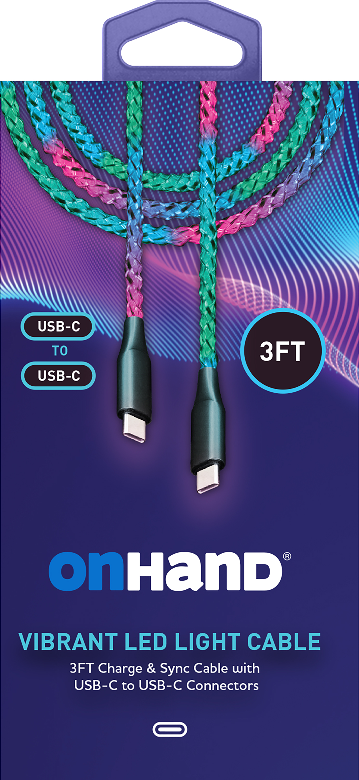 OnHand Vibrant LED Light Charge & Sync Cable, - ONLINE ONLY