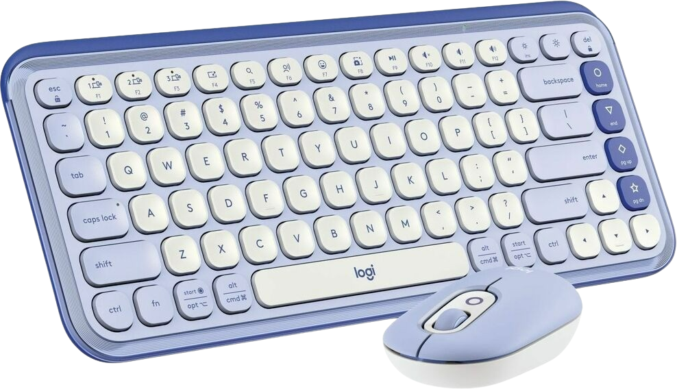 LOGITECH POP ICON COMBO KEYBOARD & MOUSE in LILAC/OFF-WHITE - ONLINE ONLY