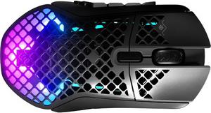 SteelSeries Aerox 9 Wireless Ultra Lightweight Honeycomb Water Resistant RGB Optical Gaming Mouse (Black)