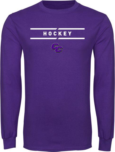 Curry College Long Sleeve T Shirt Curry College Hockey Text with Lines - ONLINE ONLY