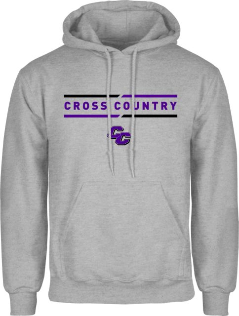 Curry College Fleece Hoodie Curry College Cross Country Text with Lines - ONLINE ONLY