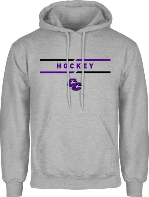 Curry College Fleece Hoodie Curry College Hockey Text with Lines - ONLINE ONLY