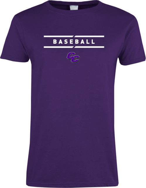 Curry College Womens Short Sleeve Tee Curry College Baseball Text with Lines - ONLINE ONLY