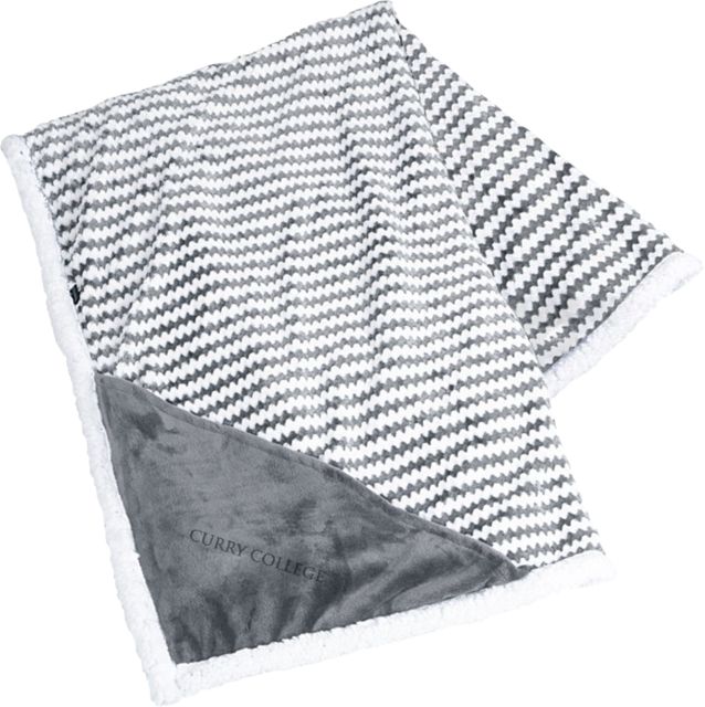 Curry College Field & Co Luxurious Chevron Striped Sherpa Blanket Curry College Wordmark Flat  Engraved - ONLINE ONLY