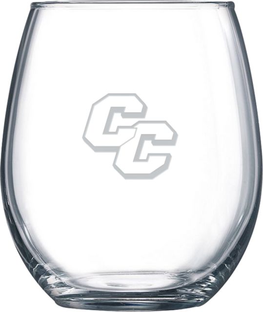Curry College Libbey Stemless Glass 17oz CC  Engraved - ONLINE ONLY