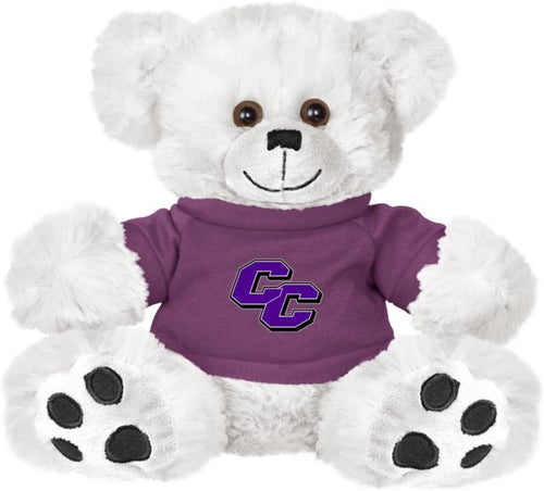 Curry College Plush Big Paw 8 1/2 inch Bear w/Purple Shirt Curry College Primary Athletic Mark - ONLINE ONLY