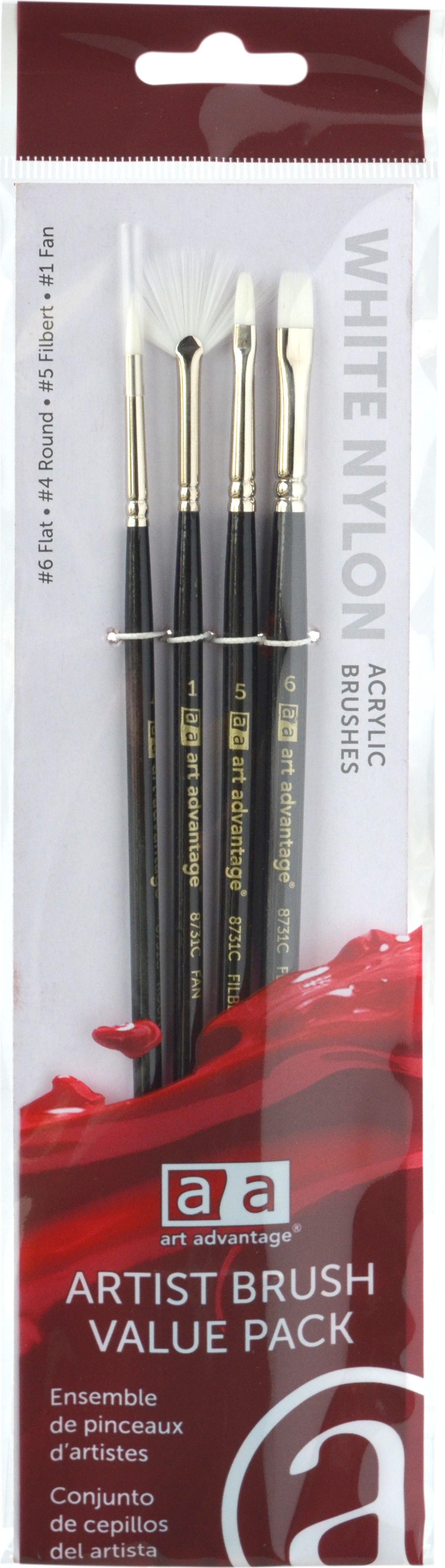 BRUSH SET 4PC WHT NYLON ACRYLI