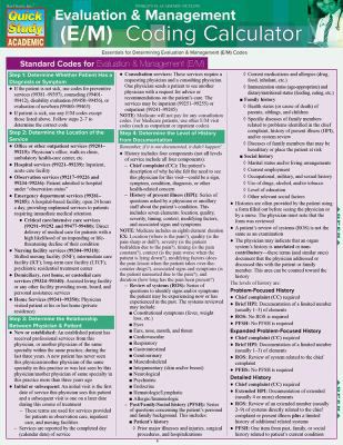 Evaluation & Management (E&m) Coding Calculator : Quickstudy Laminated Reference Guide (Edition 2)
