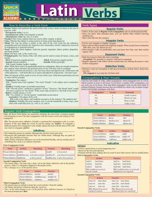 Latin Verbs : Quickstudy Laminated Reference Guide