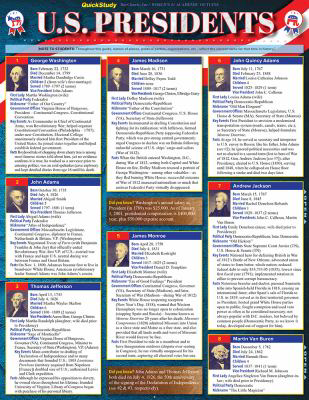 U.S. Presidents : Quickstudy Laminated Reference Guide