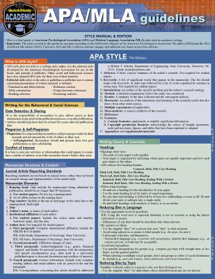 Apa/MLA Guidelines - 7th/8th Editions : A Quickstudy Laminated Reference Guide (Edition 7)