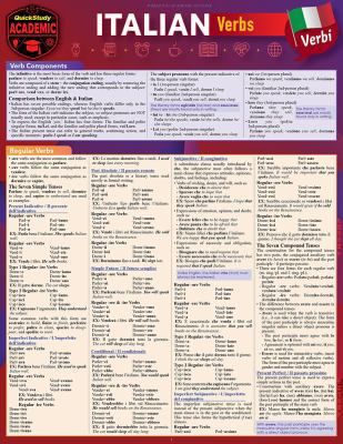 Italian Verbs : A Quickstudy Laminated Reference Guide, by Sally