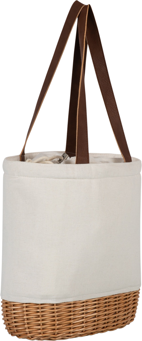 Canvas and Wicker Lunch Basket Tote Bag