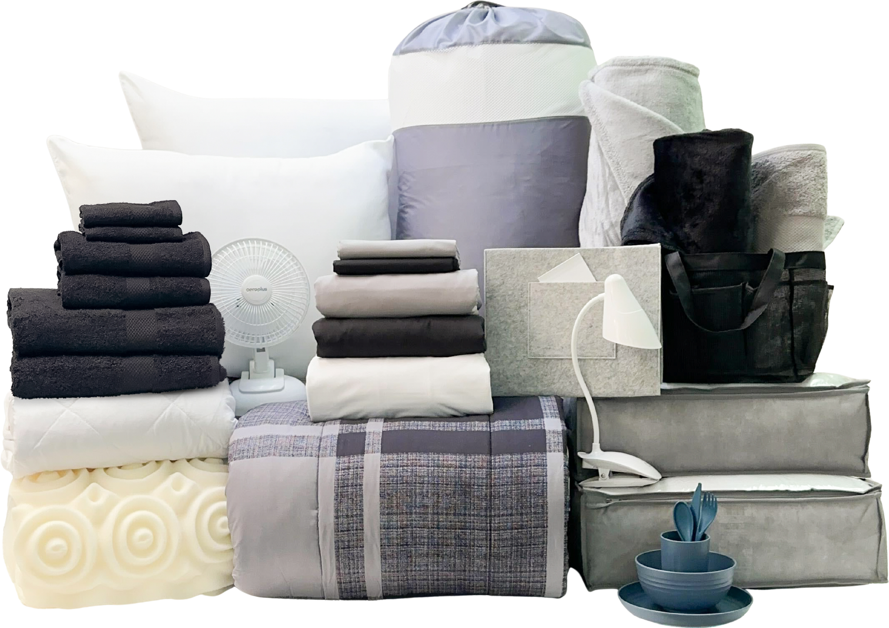 Complete 29pc Twin XL Bundle in Black Plaid - SHIPS 8/1 FOR IN-STORE PICKUP ON FALL MOVE-IN WEEKEND.